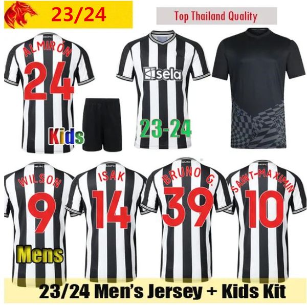 

23 24 bruno g. soccer jerseys wilson isak nufc home joelinton trippier 23 24 maximin almiron football shirts men kids kit uniform, Black;yellow