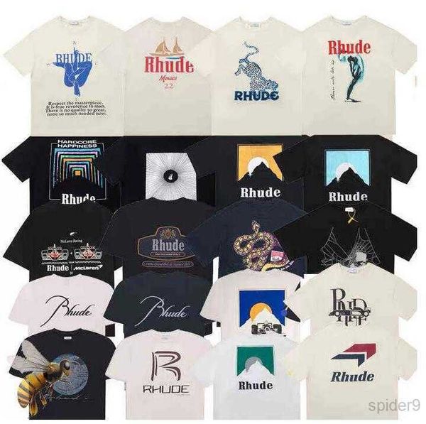 

summer collection rhude tshirt oversize heavy fabric couple dress t shirt wrb9, White;black