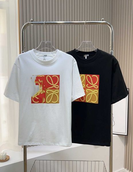 

summer loe family rope printing casual versatile men's and women's fashion brand round neck couple t-shirt, White