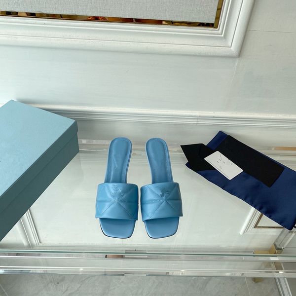 

classic designer women half slippers cowhide leather suede thick heels metal slides woman shoe beach lazy sandals high 0609, Black