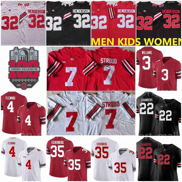 

ncaa football ohio state buckeyes jerseys college cj stroud miyan williams treveyon henderson marvin harrison emeka egbuka julian fleming st, Black;red