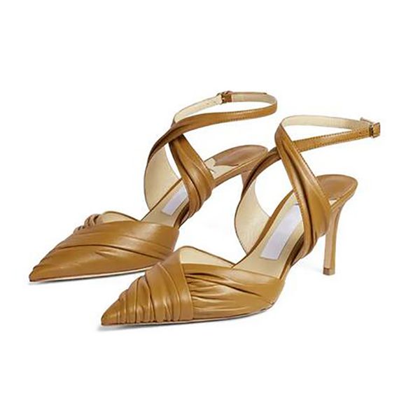 

women's sandals pumps designer dermis stiletto heel baotou pointed head strappy popular evening dress sandal eu 35-42, Black