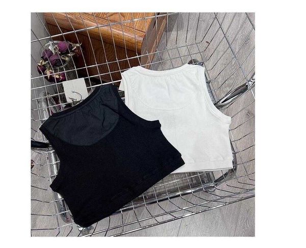 

vest t-shirt womens anagram regular cropped cotton jersey camis female femme knits tees designer embroidery knitted sport breathable yoga ve, White