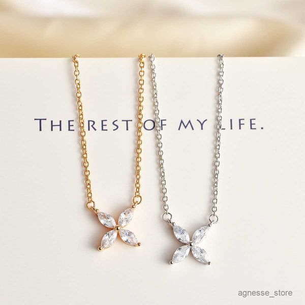 

pendant necklaces home high-quality design petal necklace women's gold simple fashion personality all-match exquisite necklace pendant, Silver