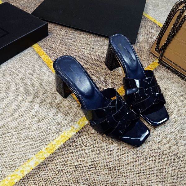 

luxury dress leather slippers female luxurys designer high heels shoes shiny metal leather wedding shoes no23, Black