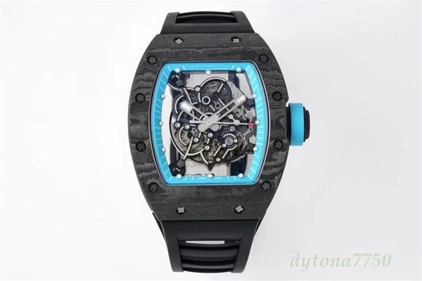 

zf rm055 watch high-tech crystalline carbon fiber limited edition case fine sandblasted grade 5 titanium as the base and bridge, Slivery;golden