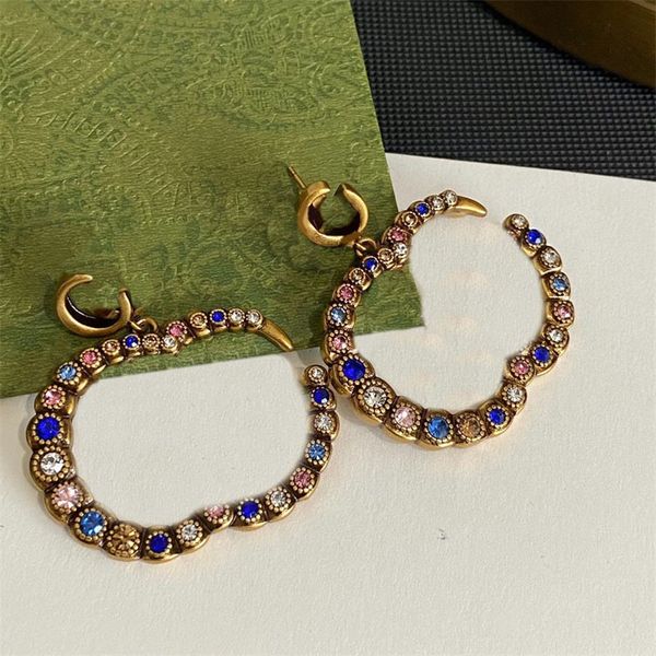 

crystal designer earrings for woman retro gold color diamonds no fade metal jewelry woman earings designer anniversary gift fashionable tren, Silver