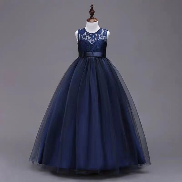 

new children's dress princess dress big children lace wedding dress long pompous skirt vest dress, Red;yellow