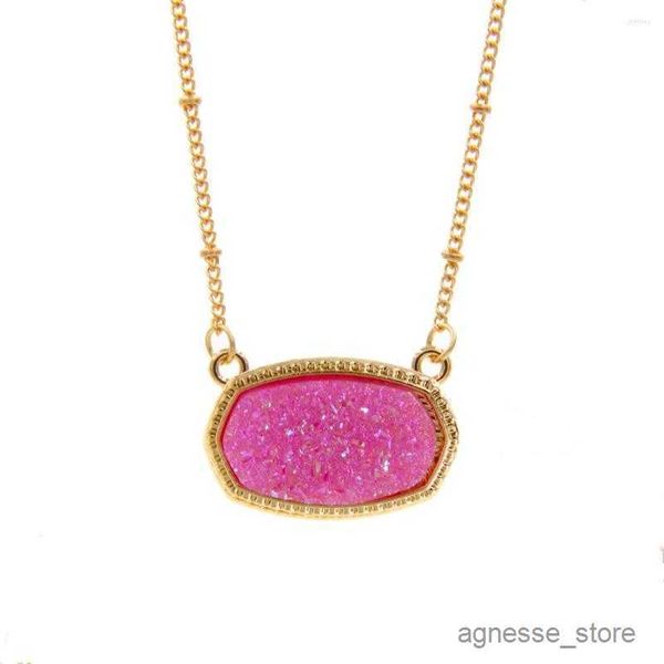 

pendant necklaces pendant necklaces resin oval necklace gold color chain hexagon style luxury designer fashion jewelry for women r230615, Silver