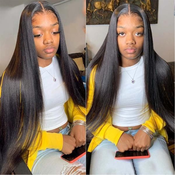 

13x6 lace frontal human hair wigs brazilian straight human hair wigs women wigs, Black;brown