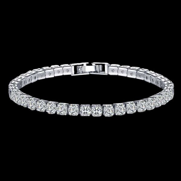 

hip hop bracelet men jewelry 4mm 8inch white gold tennis diamond cz, Silver