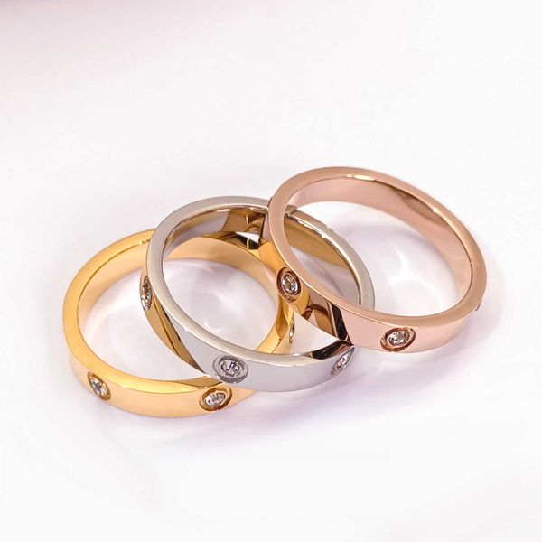 

selling funds 2023 network red diamond plain ring family female titanium steel colorless couple 18k rose gold nki0, Silver