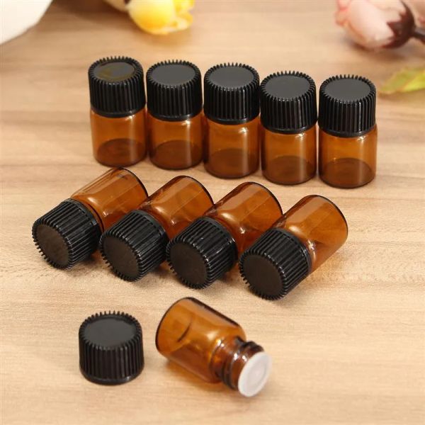 

4320pcslot 2ml mini amber glass essential oil refillable sample bottle brown glass vials with screw cap dhl