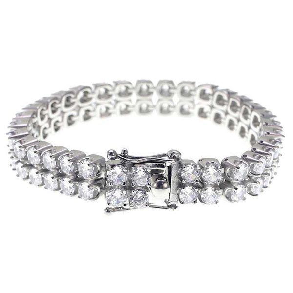 

yss jewelry hip hop bracelet double rows cubic zircon tennis bracelets for wedding birthday or gift, Silver