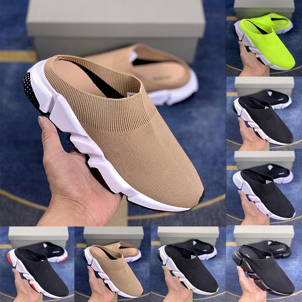 

designer socks casual shoes platform runner sneaker sock shoe master embossed sneakers speeds booties men woman shiny knit speed 1.0 trainer, Black