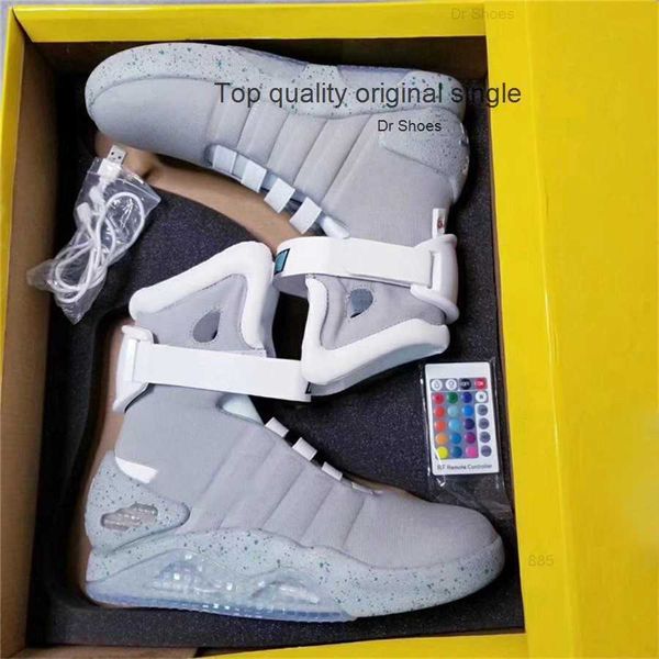 

automatic laces air mag sneakers marty mcfly's led shoes man back to the future glow in the dark gray boots mcflys sneaker with box us7, Black