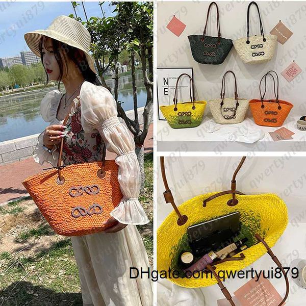 

designer bag women's fashion the latest summer fashion straw handbag handmade logo vegetable basket beach bag western style all-in-one
