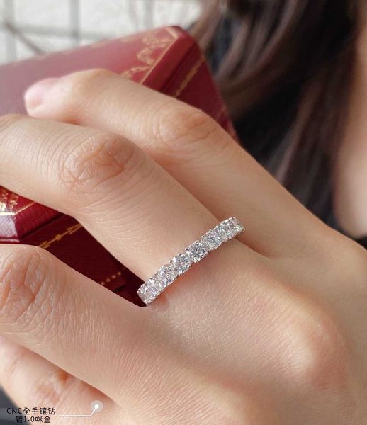 

high-quality card 's new 925 sterling silver inlaid with high carbon diamond simulation ring row full wedding simple female