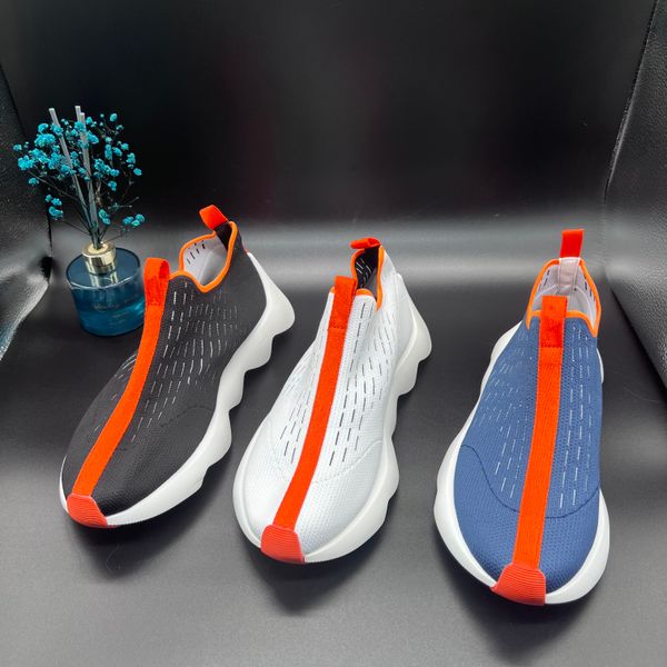 

designer socks shoes h men's bouncing sneakers knitted breathable comfortable driving casual shoes, Black