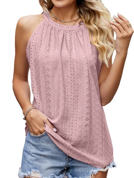 

women sleeveless round neck pleated t-shirt, White