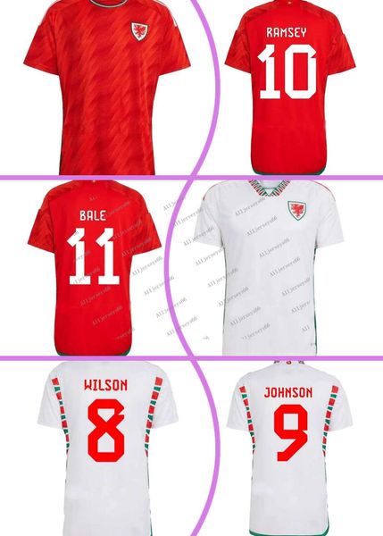 

wales soccer jerseys 22/23 home red allen bale ramsey shirt national team wilson brooks giggs away football uniform, Black;yellow