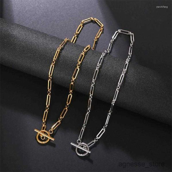 

pendant necklaces chains fashion jewelry women's holiday gift buckle gold manual paper clip chain necklace r230615, Silver