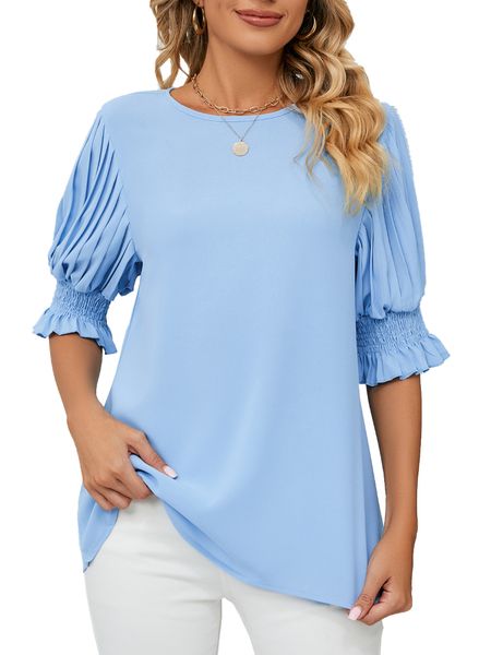 

women short sleeve round neck chiffon t shirt, White