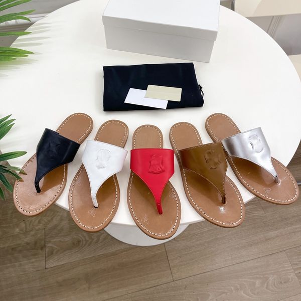 

2023 paris ce logo lins flat slide slipper thong sandal triomphe embossed leather slip leather flip flops flat mule beach pool sliders women, Black