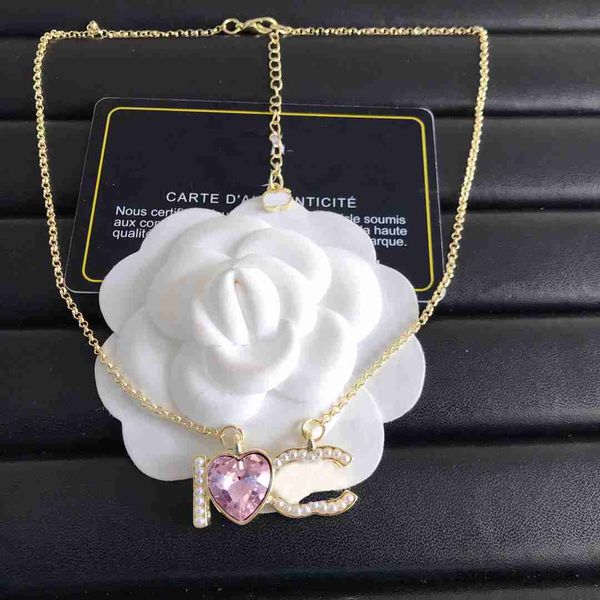 

pendant necklaces designer fashion pendant necklace for women pink heart chain gold copper alloy letter pendant necklaces jewelry r230615, Silver
