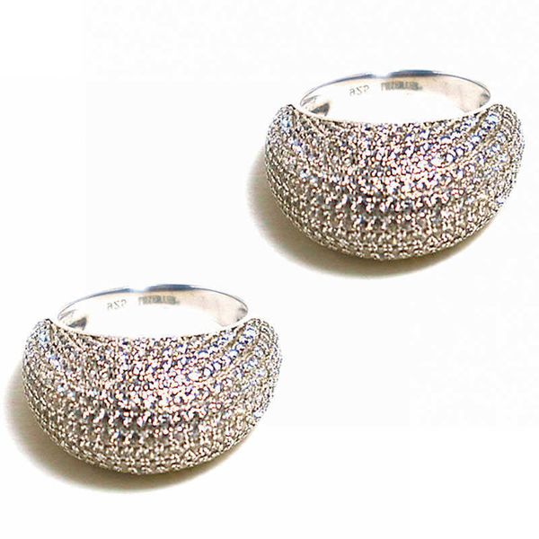 

brass cuban ring selling zircon double row hiphop ring full drill micro for woman men, Silver