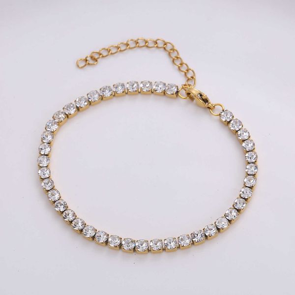 

hip-hop fashion jewelry stainless steel white diamond 3mm 4mm tennis chain bracelet, Silver