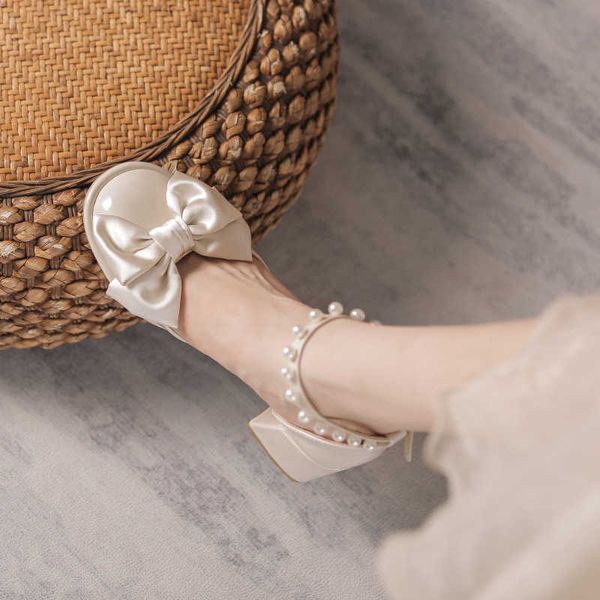 

sandals french roman fairy style new fashion bow thick heels with skirt high 230613, Black