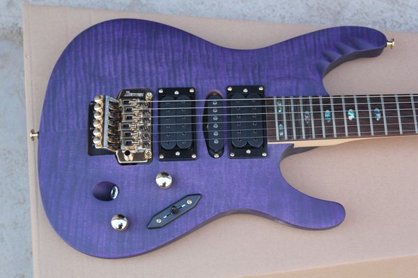 

monster axe super thin herman li egen18 signature transparent violet flat electric guitar flame maple 5 ply sandwich neck flyod rose tremolo