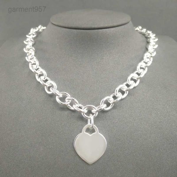 

s925 sterling silver necklace for women classic heart-shaped pendant charm chain necklaces luxury brand jewelry necklace q0603