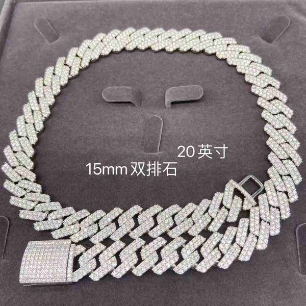 

luxury custom 9mm iced out vvs moissanite diamond hip hop cuban chain bling jewelry 925 silver rose gold jewelry men's necklace
