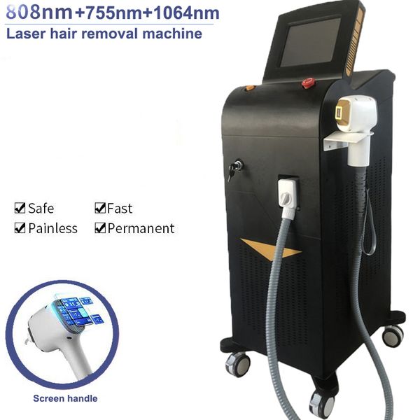 

808nm painless hair removal laser diode 755 1064 beauty equipment machine lazer skin rejuvenation machines 2 in 1, Black