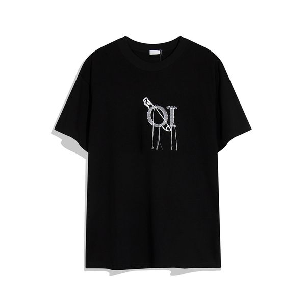 

23ss new woman men's t-shirts high end classic pin embroidery tassel short sleeve vacation summer fashion breathable casual street tee, White;black