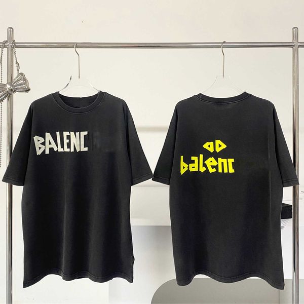 

summer new high edition li loose simple washed old letter couple round neck short sleeve t-shirt, White