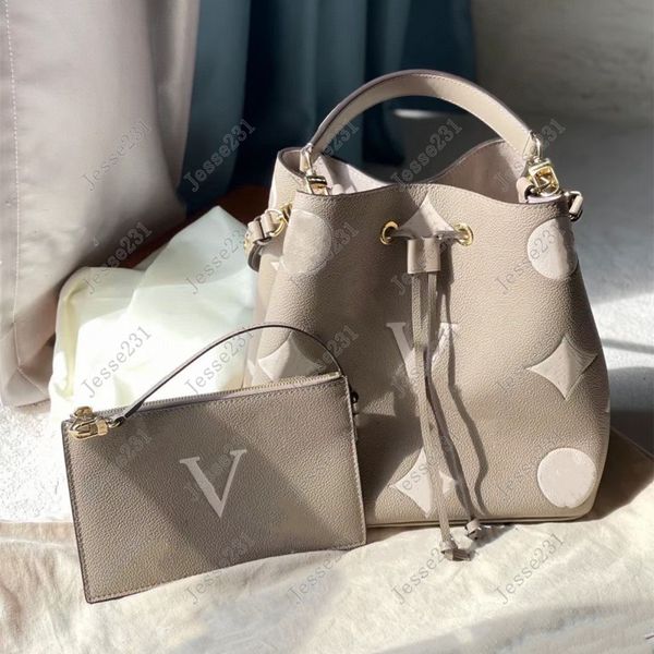 

10a quality designer bag women genuine leather neonoe mm bucket bag shoulder bags embossing totes handbag crossbody bag handbags tote bag wa