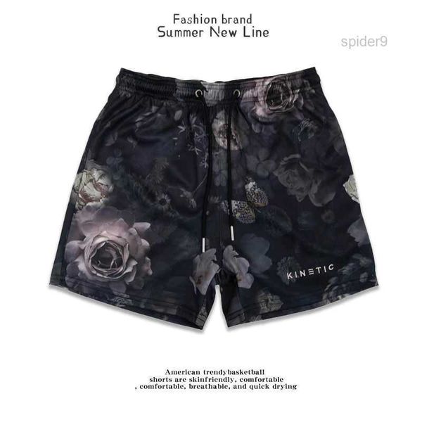 

fashion kinetic american printed shorts quarter pants with breathable and quick drying summer casual loose fitting sports basketball for men, White;black