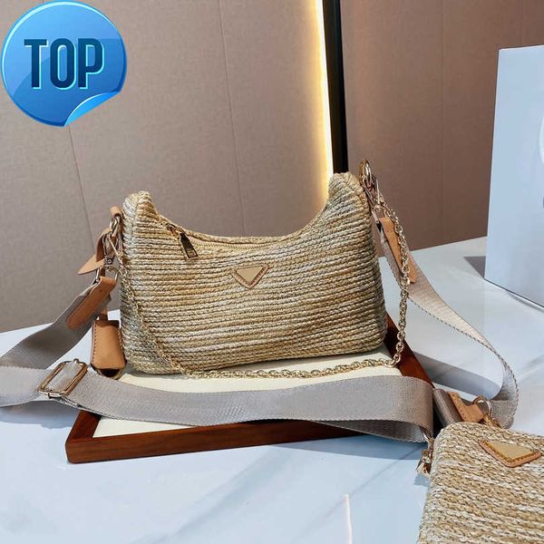 

woman straw bags nylon shoulder bags hobos handbags chain purses designer crossbody baguettes lady small totes3
