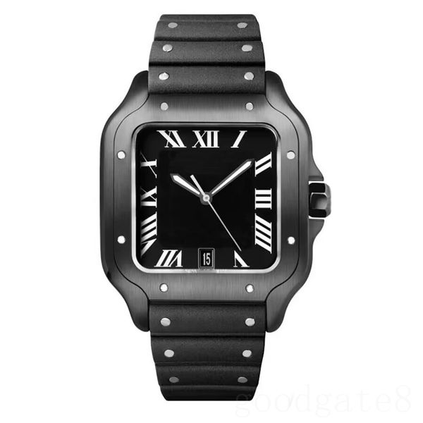 

mens mechanical watch luxury santo movement watches men geneva classical square formal montre de luxe stainless steel designer watch deep wa, Slivery;brown