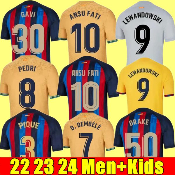 

2023 2024 camisetas de football soccer jerseys lewandowski pedri gavi 23 24 fc ansu fati ferran raphinha barcelona dest football shirt men b, Black;yellow