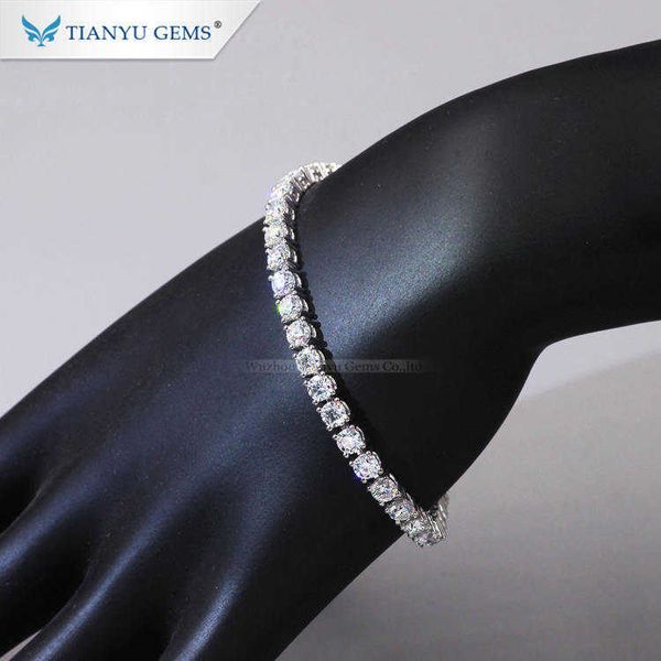 

tianyu gems customized 10k 14k 18k gold 2mm/2.5mm/3mm/3.5mm/4mm lab grown diamond tennis chain bracelet for women, Silver