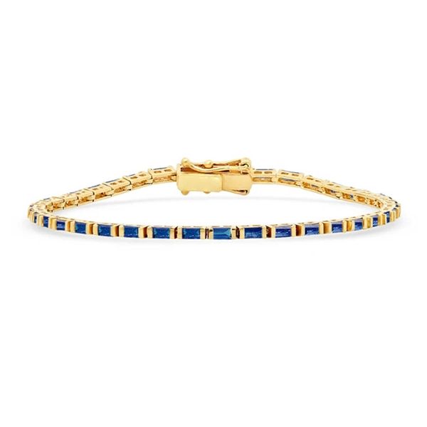 

blue sapphire baguette tennis bracelet 925 silver women