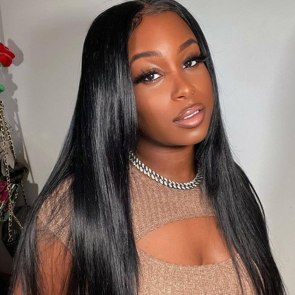 

hd lace frontal wigs straight human hair wigs 180% transparent wigs 4x4 human hair lace wigs for women, Black;brown