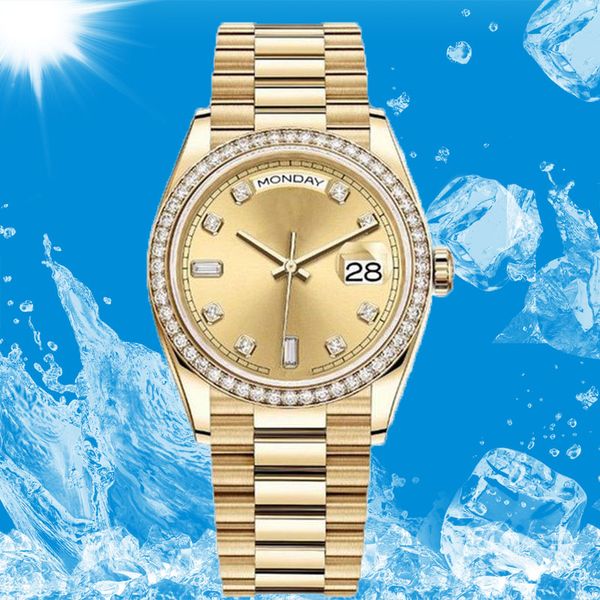

mens watch blue dial ice out watchs gold watches for men diamond luxury mechanical wristwatch automatic movement brand high role wristwatche, Slivery;brown