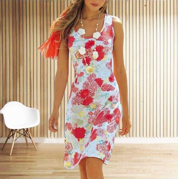 

summer womens beach dress u neck floral shoulder strap polyester midi, Black;gray