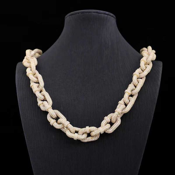 

fashion hip hop diamond cunban link chain 15mm width 925silver/14k/18k gold each size moissanite necklace, Silver