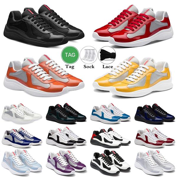

2023 men shoes americas cup sneakers patent leather & nylon mesh brand mens skateboard walking runner mens casual america cup sports trainer, Black